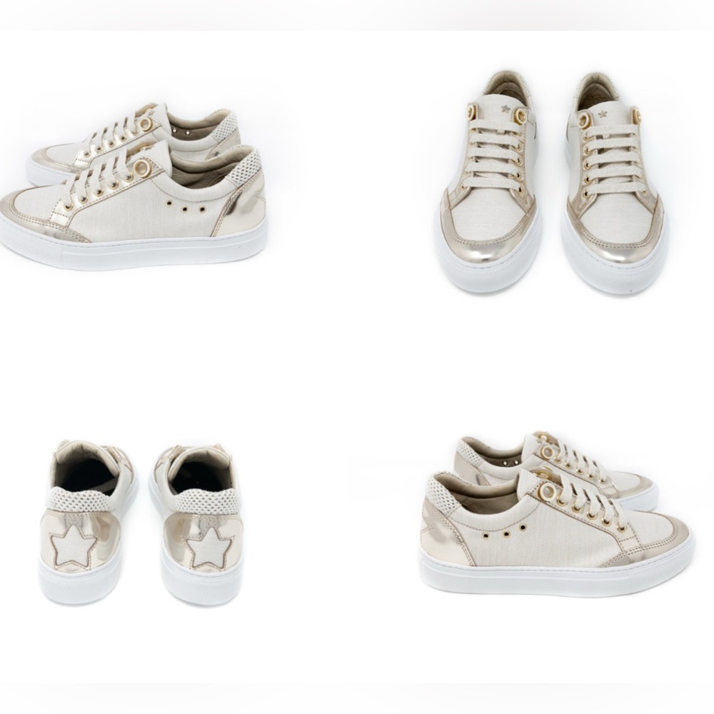 Lorena Antoniazzi White and Gold sneakers